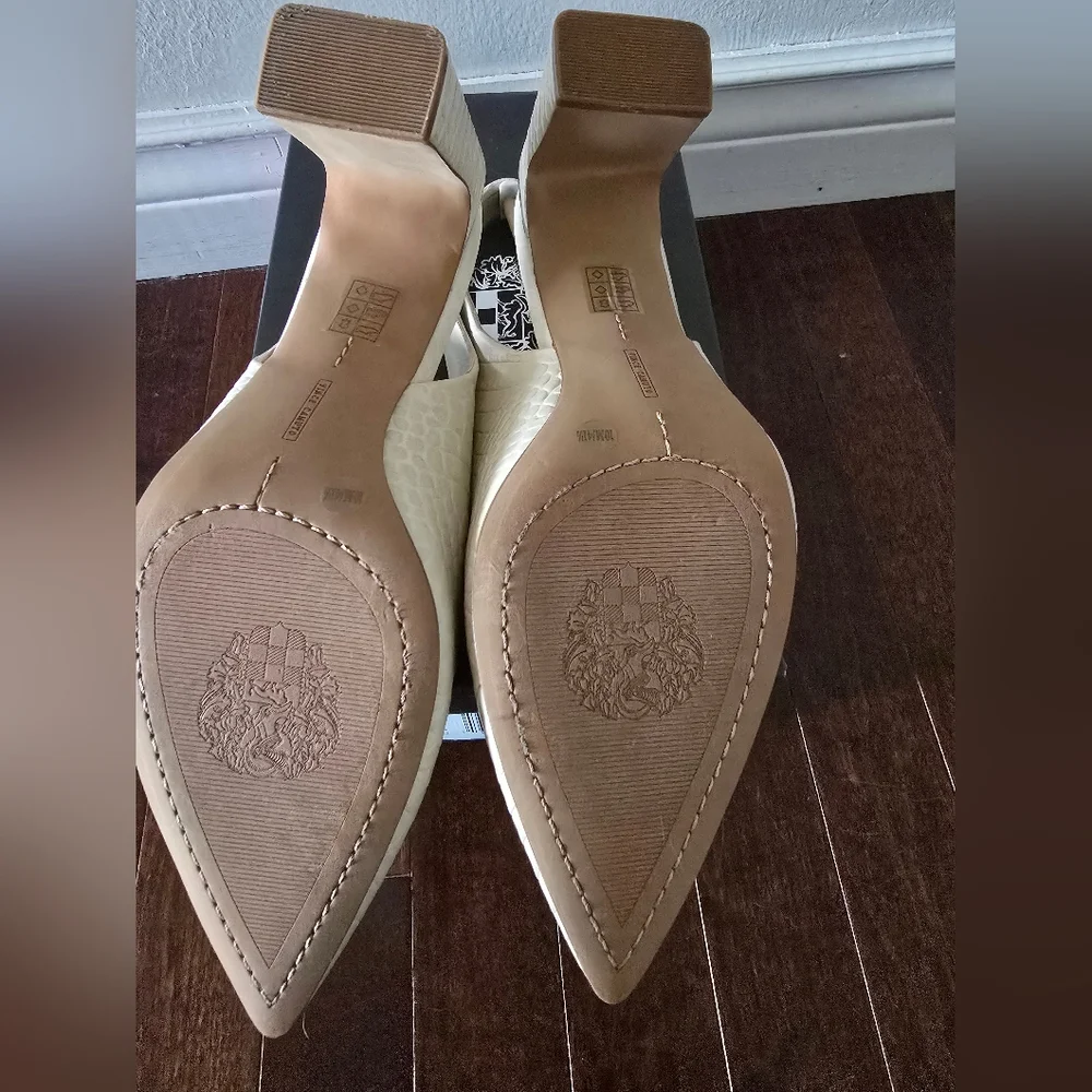 VINCE CAMUTO Cream Slingback Heels with Textured Design - Picture 4 of 6